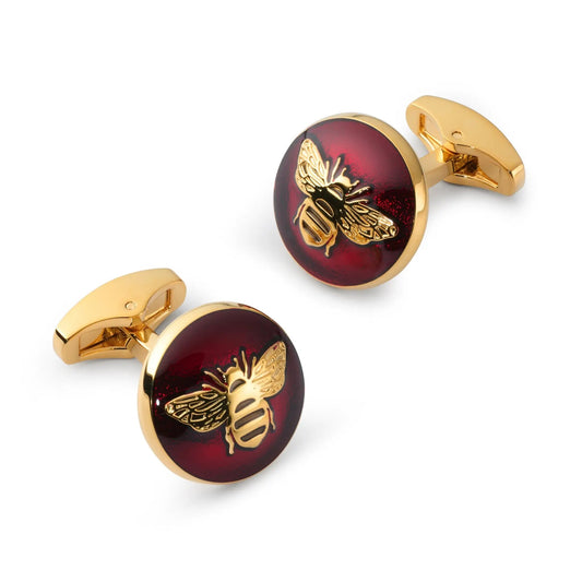Bee Cufflinks In Red by Benson & Clegg