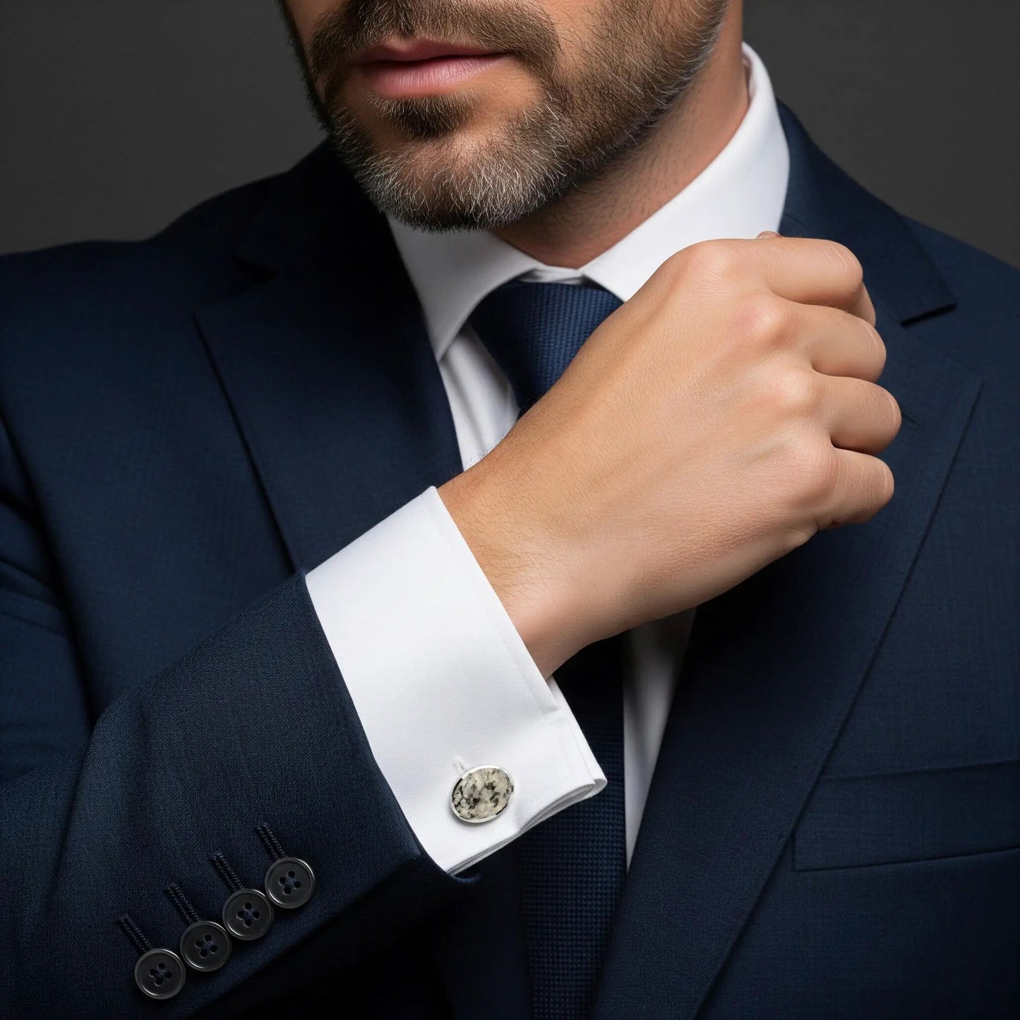 Sterling Silver Oval Cufflinks With Donegal Stone by Benson & Clegg