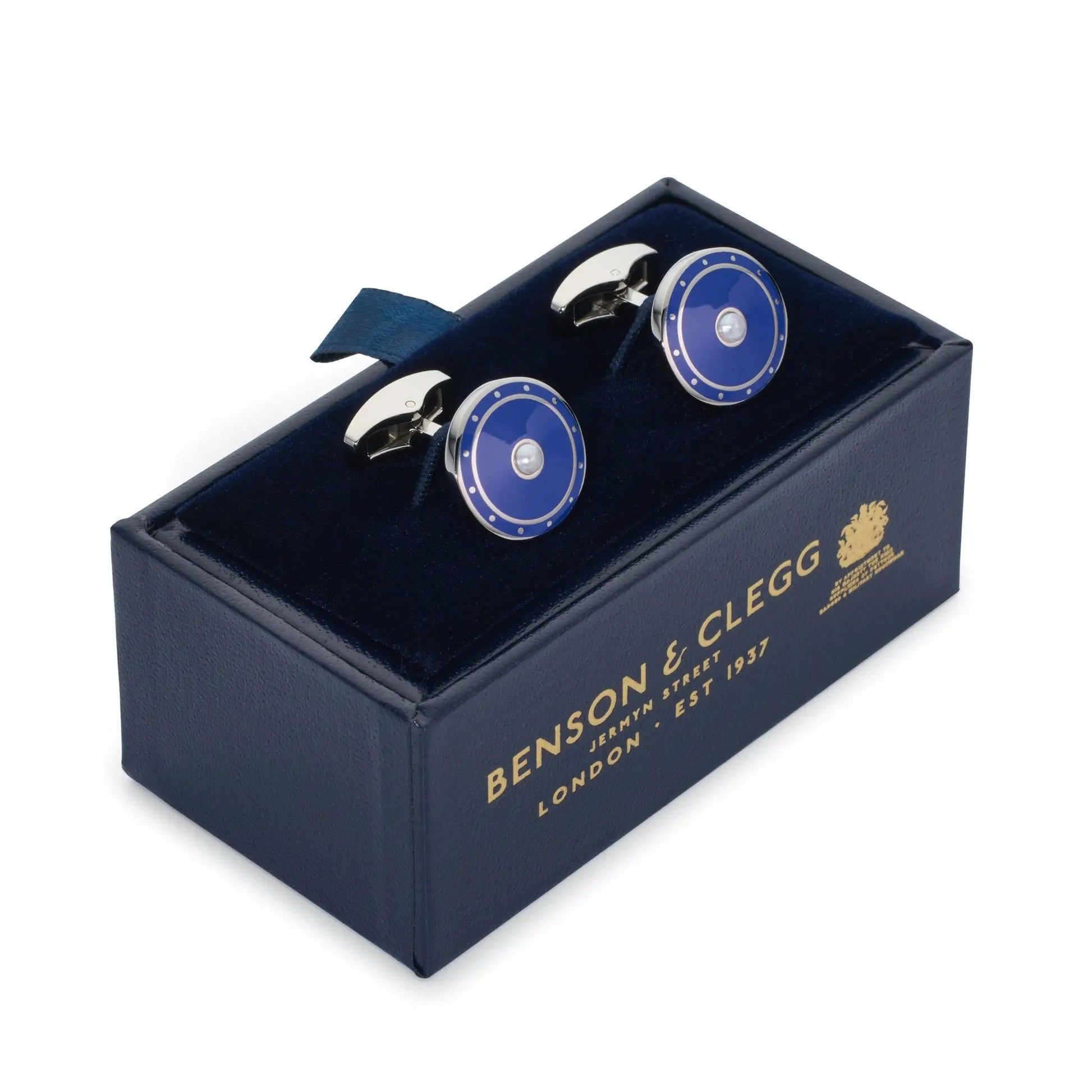 Halo Cufflinks In Imperial Blue by Benson & Clegg