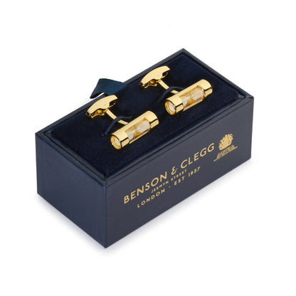 Hourglass Cufflinks In Gold by Benson & Clegg