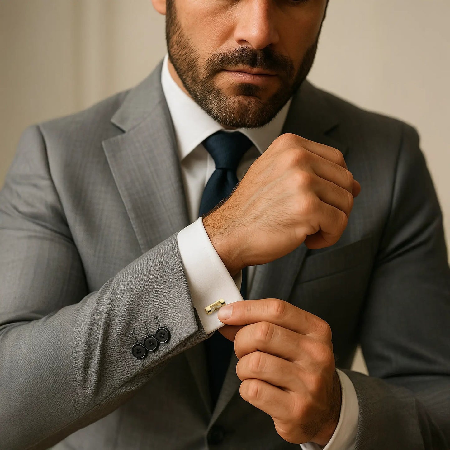Hourglass Cufflinks In Gold by Benson & Clegg