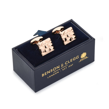 Modernist Cufflinks In Rose Gold by Benson & Clegg