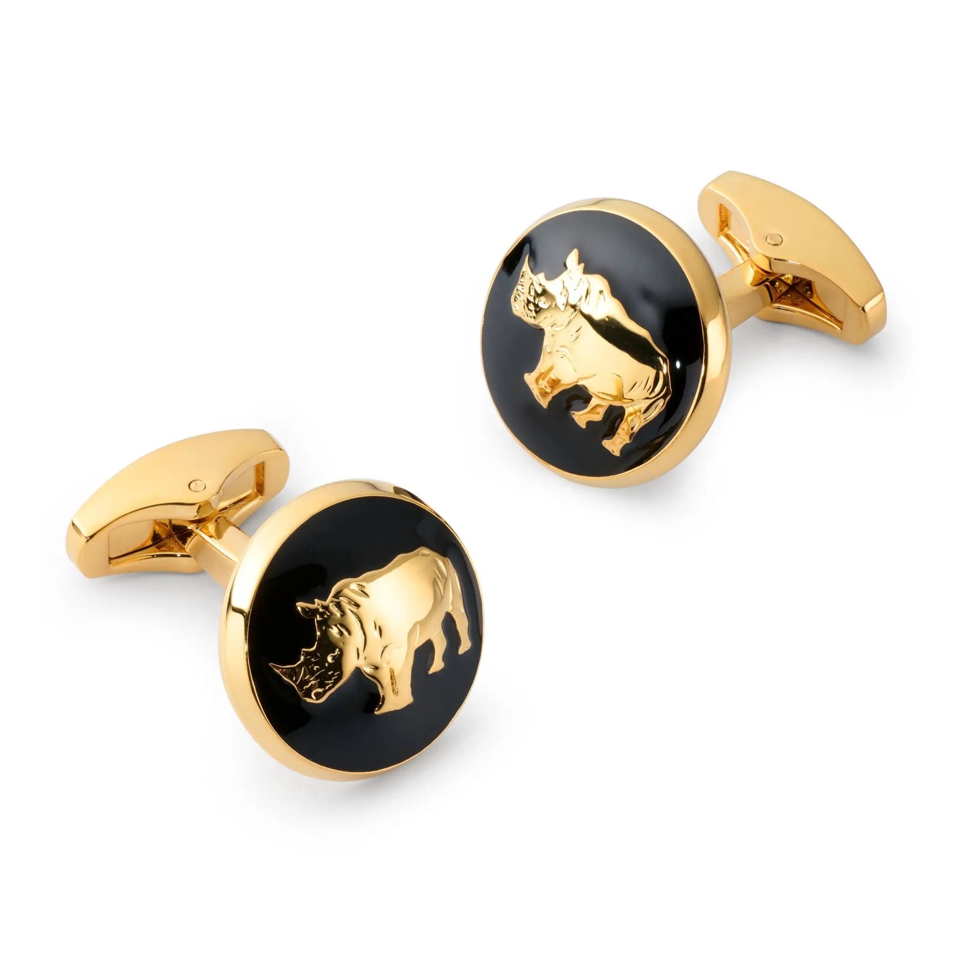 Rhino Cufflinks In Black by Benson & Clegg