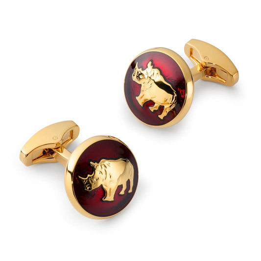 Rhino Cufflinks In Red by Benson & Clegg