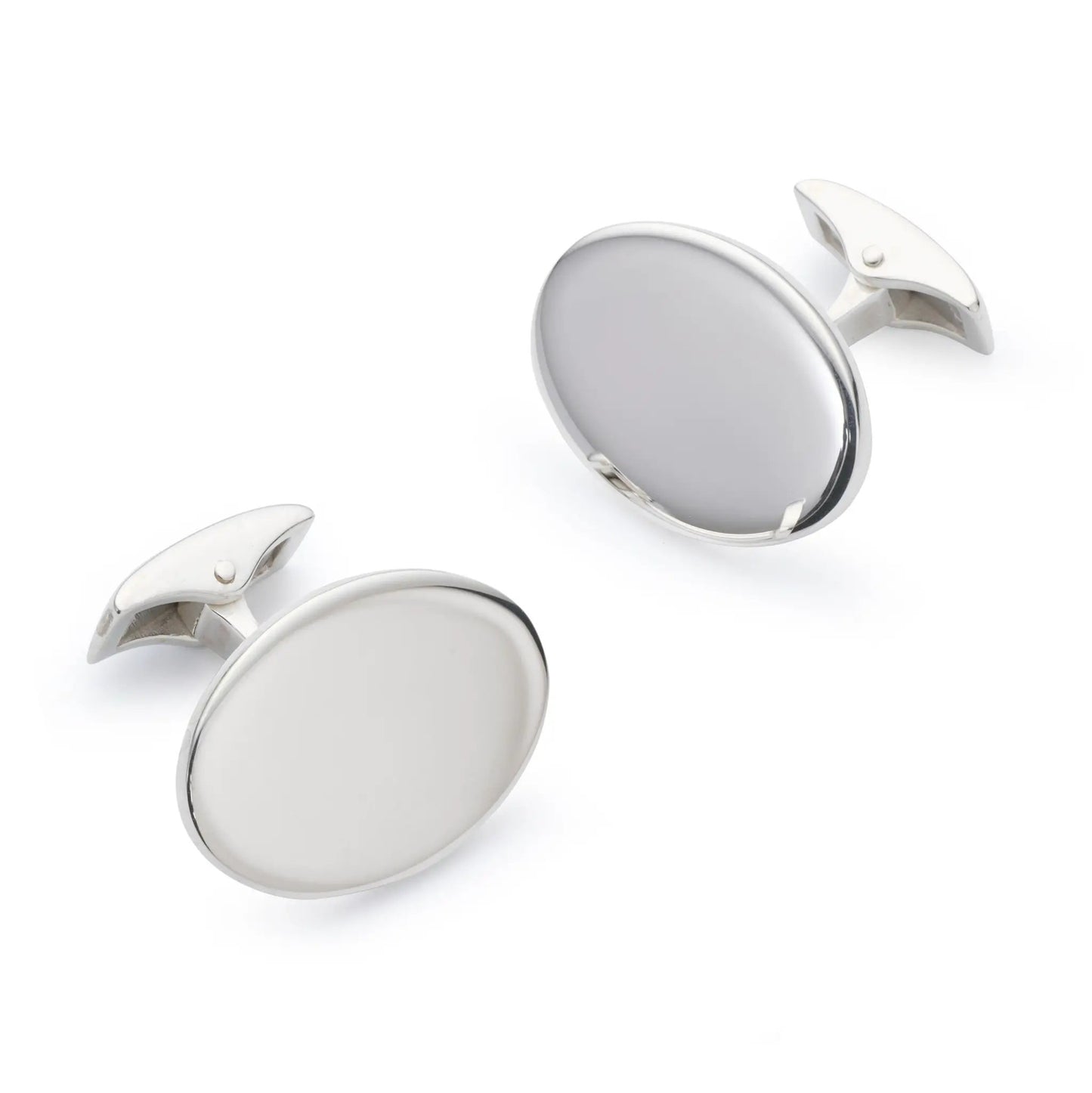 Sterling Silver British Hallmarked Oval Cufflinks by Benson & Clegg