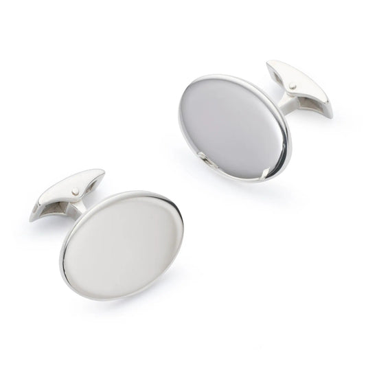 Sterling Silver British Hallmarked Oval Cufflinks by Benson & Clegg
