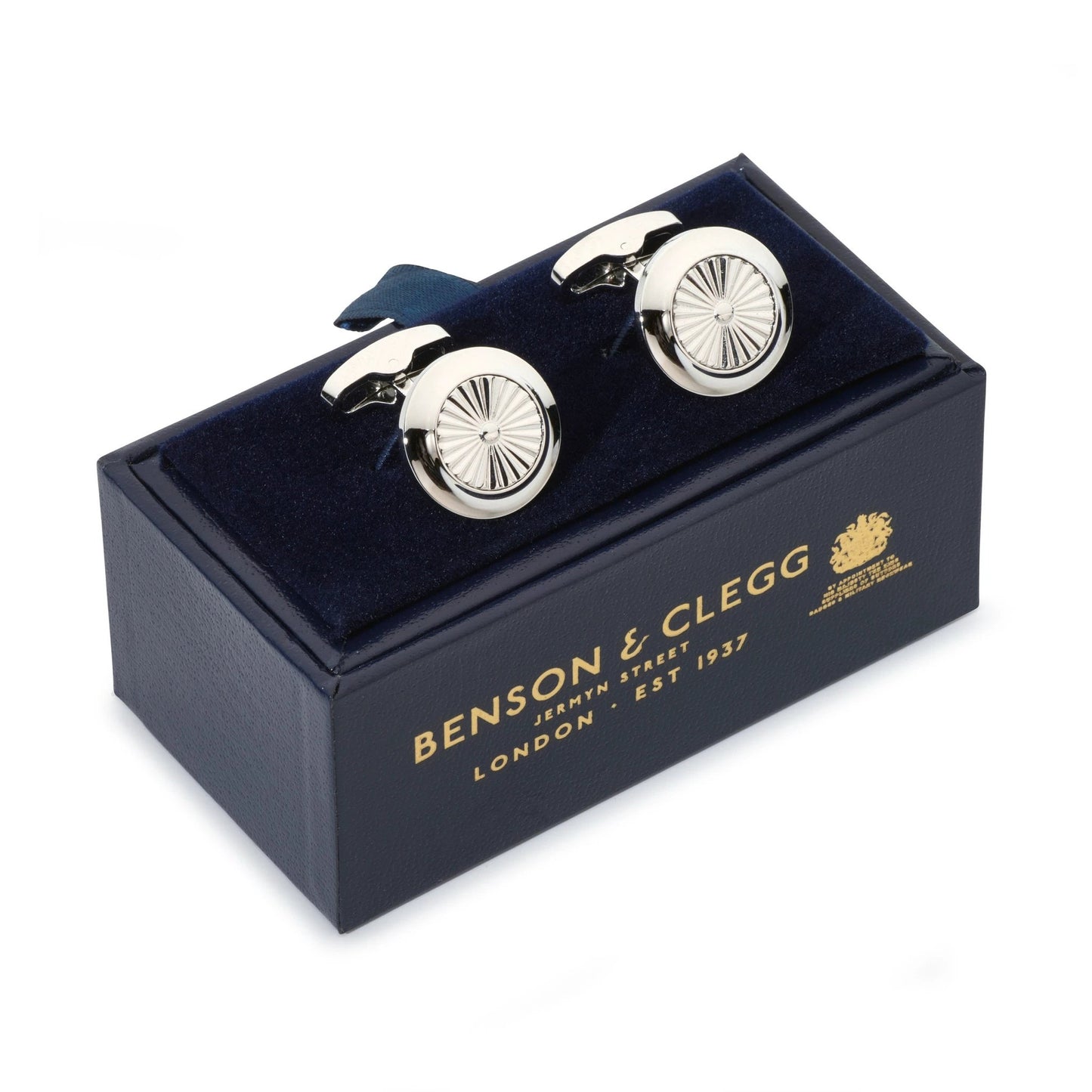 Turbine Cufflinks In Silver by Benson & Clegg