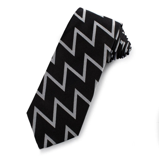 Vanguard Silk Tie In Black & Silver by Benson & Clegg