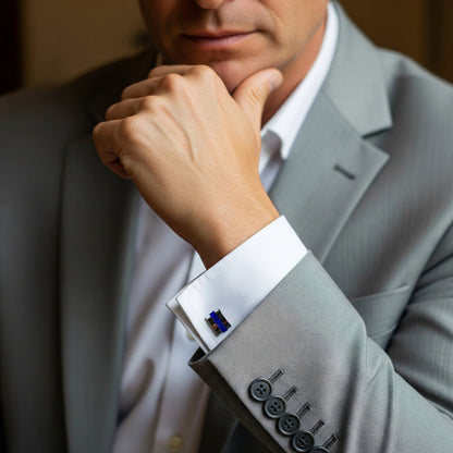 Contemporary Lapis Lazuli Cufflinks by Benson & Clegg