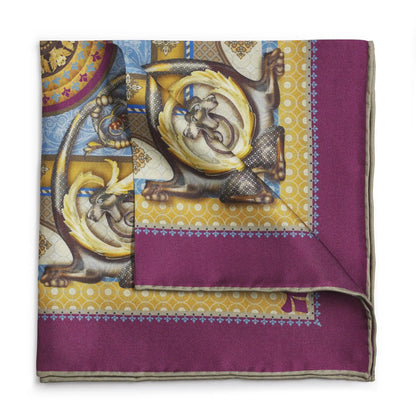 Burlington House Academy Gate Claret Pocket Square by Benson & Clegg