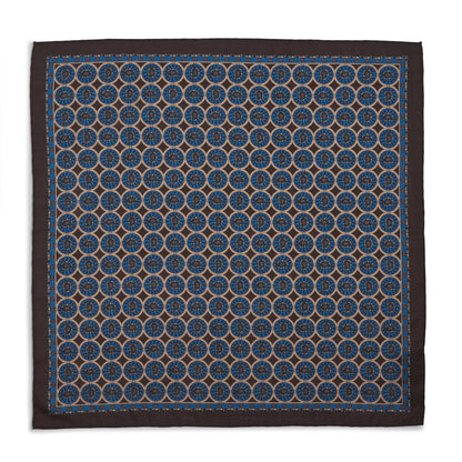Circular Paisley (Wool & Silk Mix) Pocket Square In Sable by Benson & Clegg