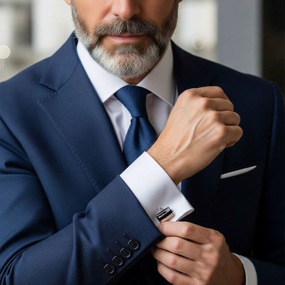 Contemporary Onyx Cufflinks by Benson & Clegg