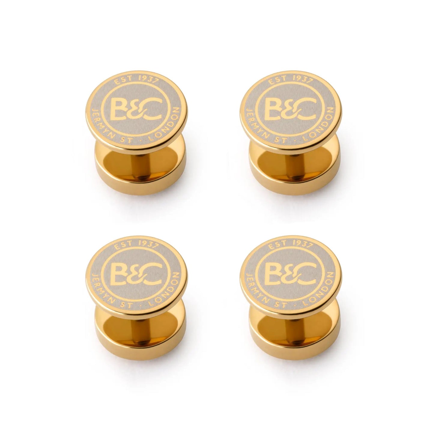 Onyx Dress Studs In Gold by Benson & Clegg