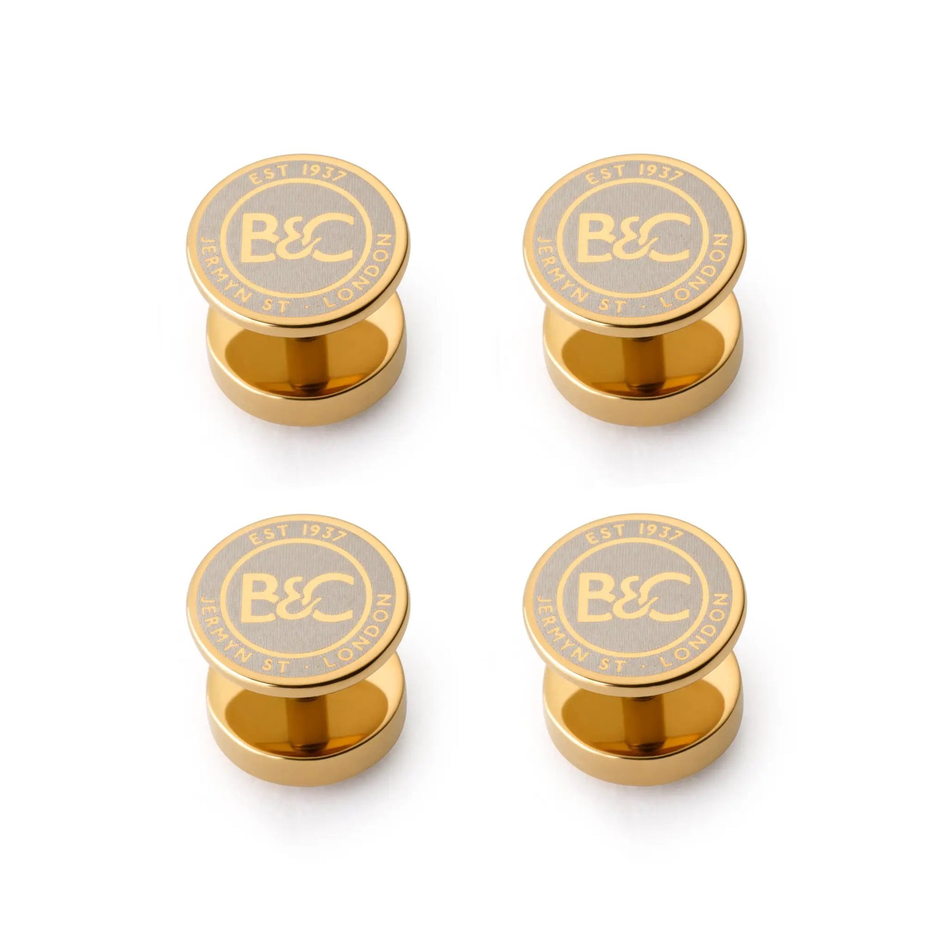 Onyx Dress Studs In Gold by Benson & Clegg