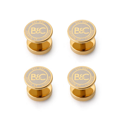 Onyx Dress Studs In Gold by Benson & Clegg