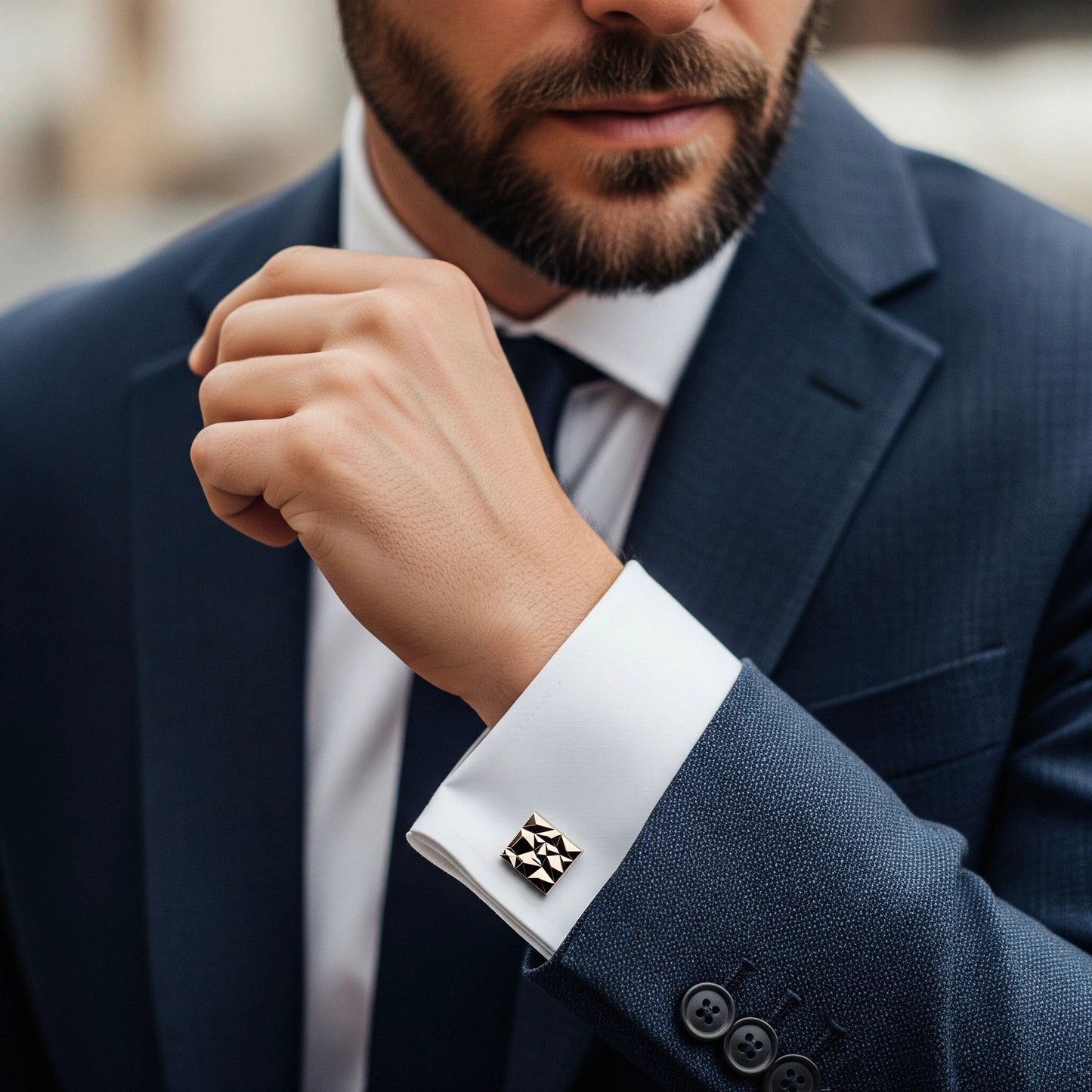 Modernist Cufflinks In Rose Gold by Benson & Clegg