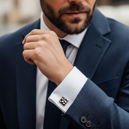 Modernist Cufflinks In Rose Gold by Benson & Clegg