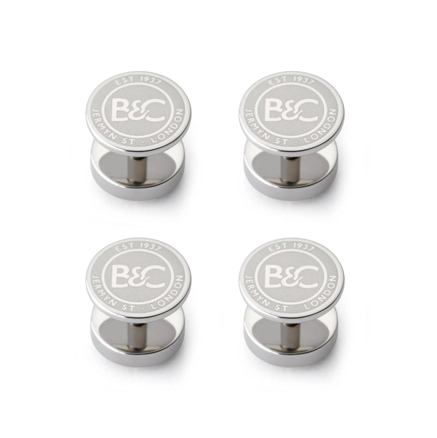 Onyx Dress Studs In Silver by Benson & Clegg