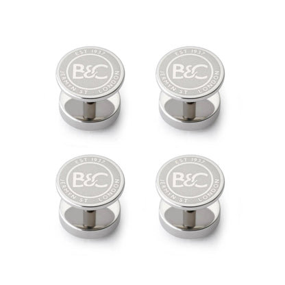 Onyx Dress Studs In Silver by Benson & Clegg