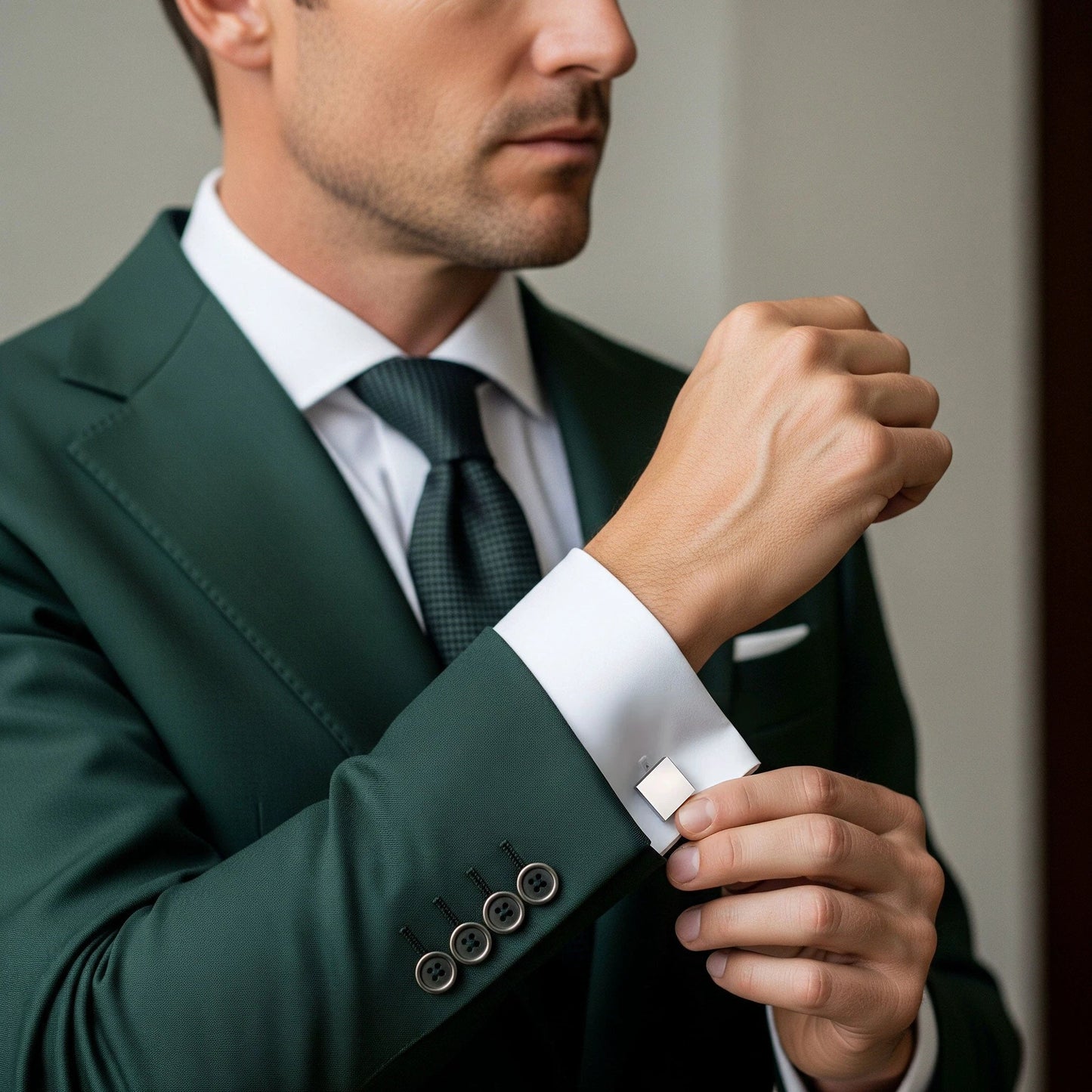 Square Cufflinks In Silver by Benson & Clegg