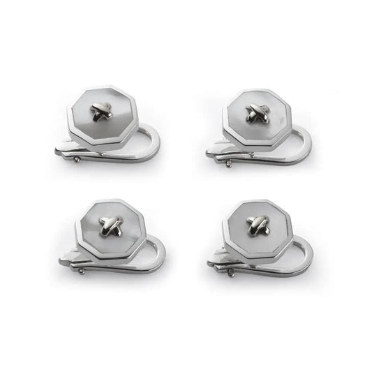 Sterling Silver And Mother Of Pearl With 9ct Gold Stitch Dress Studs by Benson & Clegg