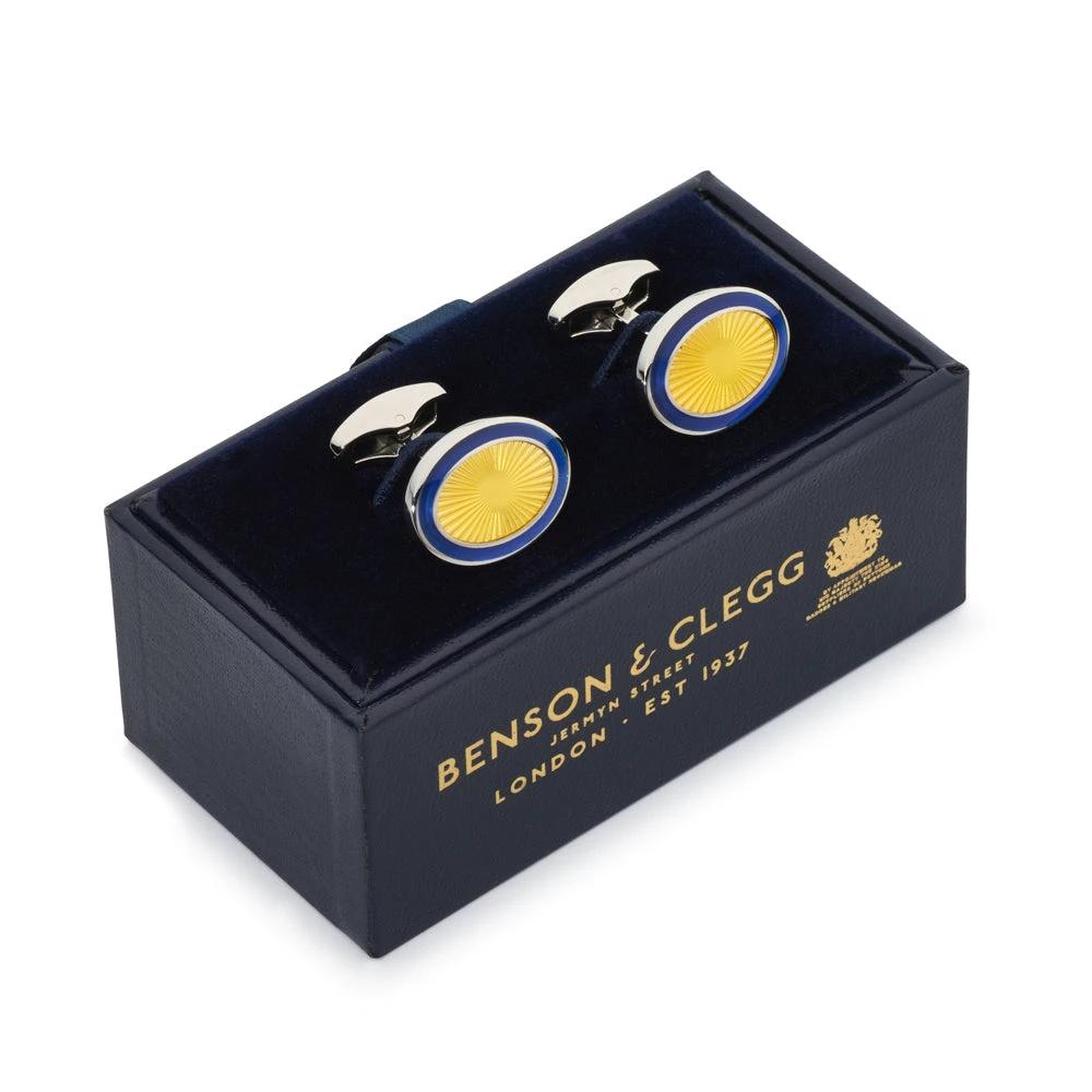 Sunburst Enamel Cufflinks In Gold Radiance by Benson & Clegg