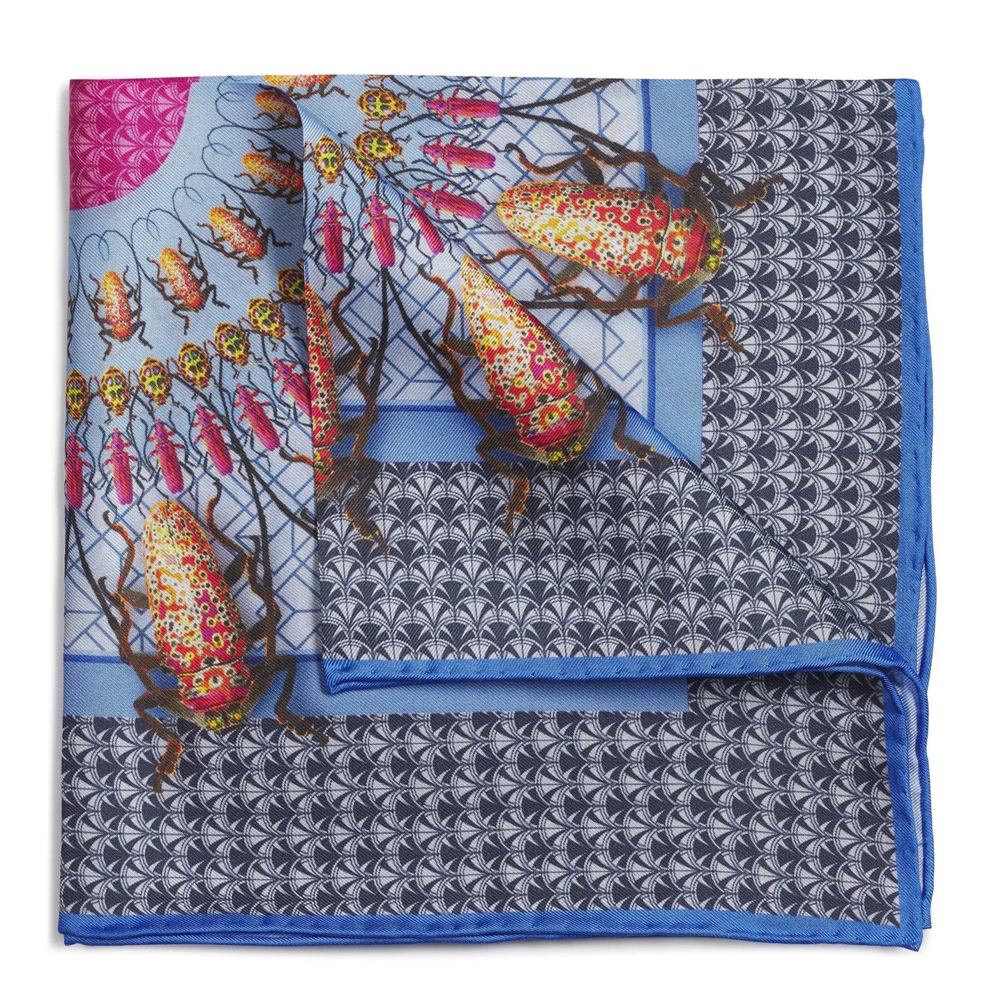Beetle Parade Sky Pocket Square by Benson & Clegg