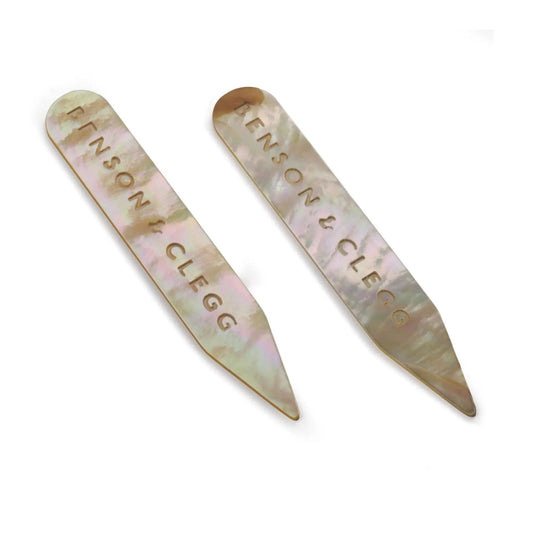 Collar Stiffeners In Golden Mother Of Pearl by Benson & Clegg
