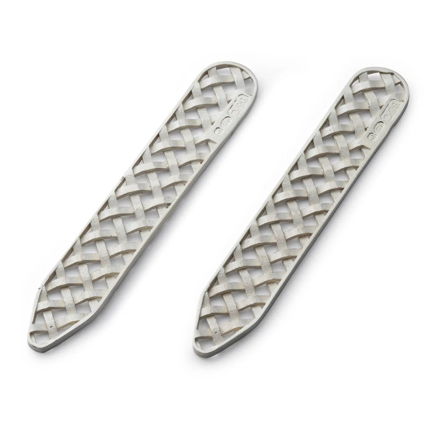 Weave Collar Stiffeners In Sterling Silver by Benson & Clegg