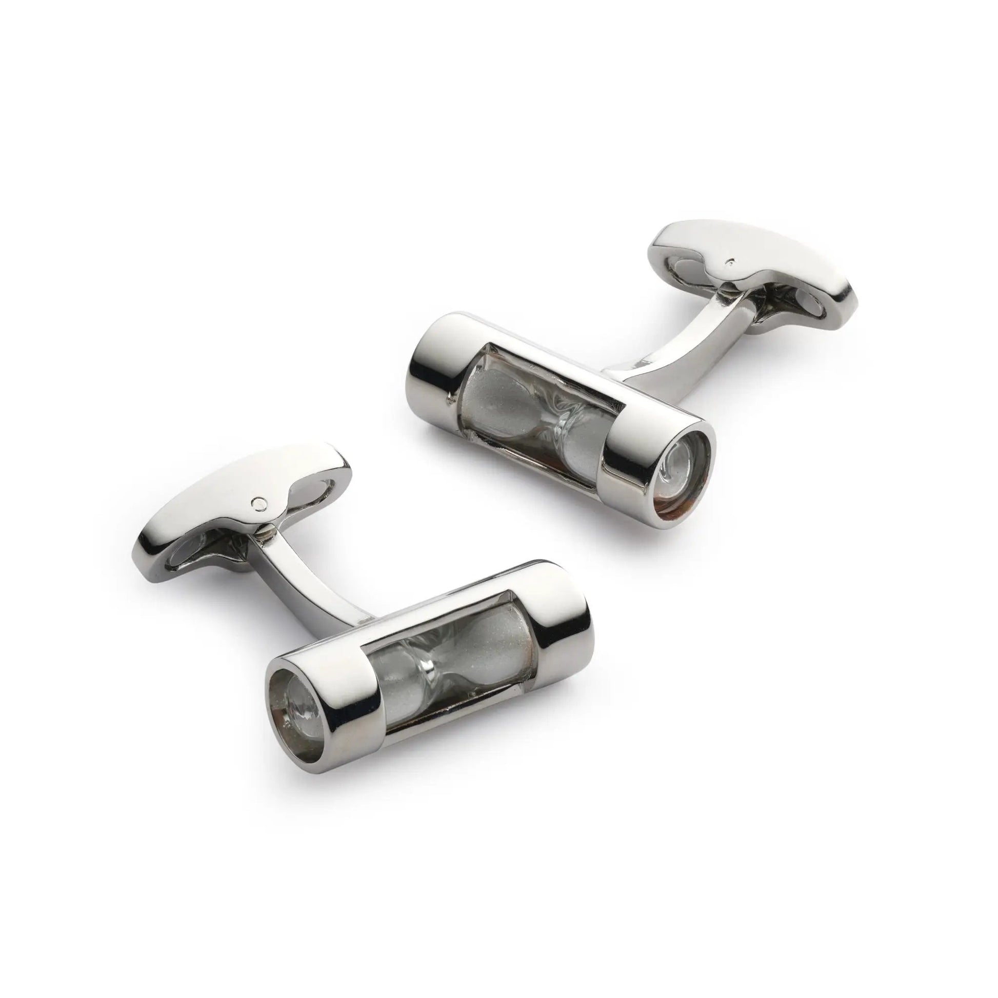 Hourglass Cufflinks In Silver by Benson & Clegg