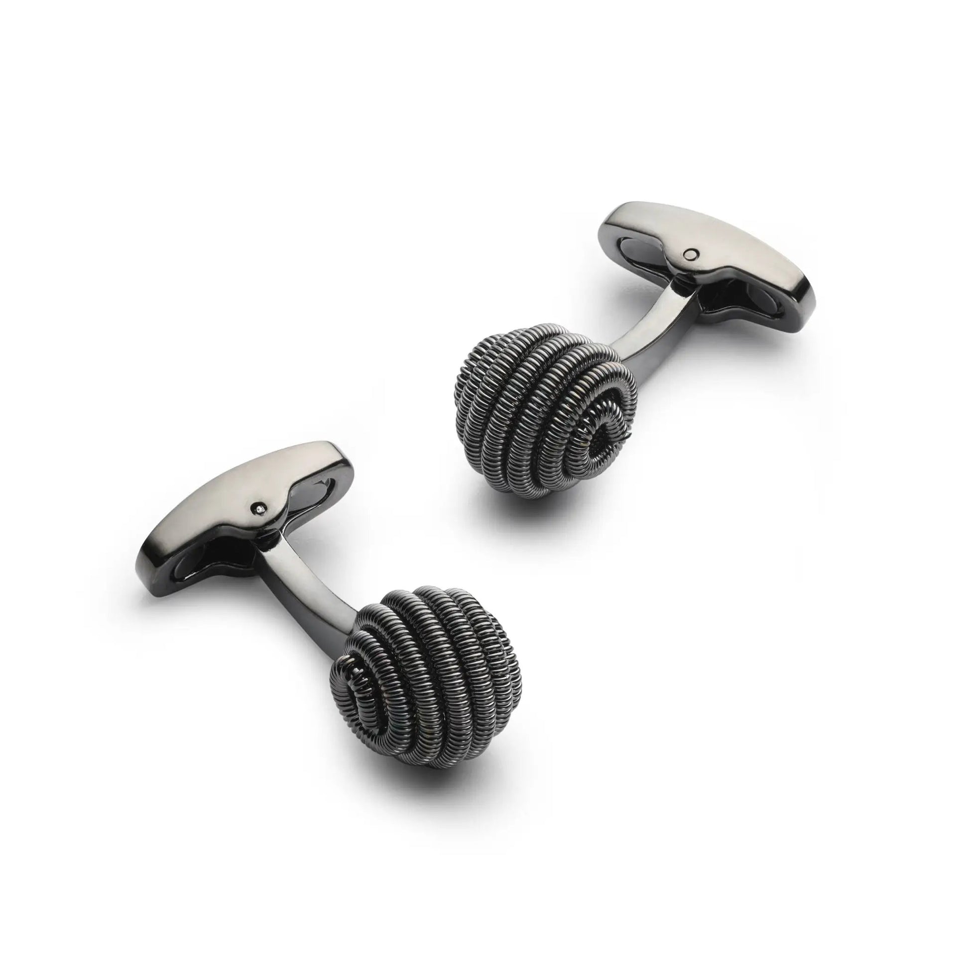 Spiral Cufflinks In Gunmetal by Benson & Clegg