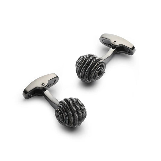 Spiral Cufflinks In Gunmetal by Benson & Clegg
