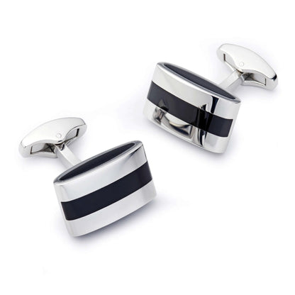 Contemporary Onyx Cufflinks In Silver Setting - Modern Sophistication With Rich Colour And Unique Character by Benson & Clegg