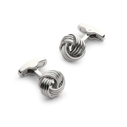 Silver Knot Cufflinks - Polished Finish for Classic Formal Wear and Everyday Elegant Style by Benson & Clegg