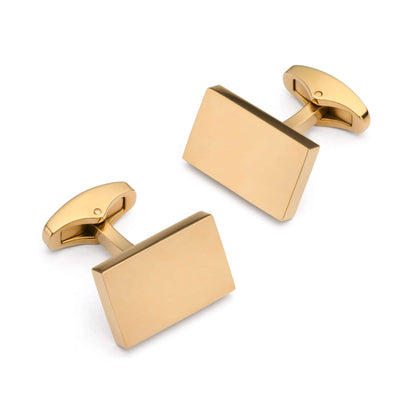 Rectangular Gold Cufflinks 19 Millimetre - Polished Finish For Contemporary Luxury And Formal Attire by Benson & Clegg