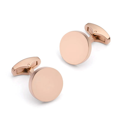 Round Rose Gold Cufflinks 16mm - Polished Finish For Formal Wear And Essential Accessories by Benson & Clegg