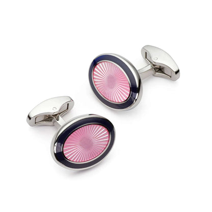 Sunburst Enamel Cufflinks - Radiant Pink Sunburst Pattern For Classic Style And Elegant Craftsmanship by Benson & Clegg