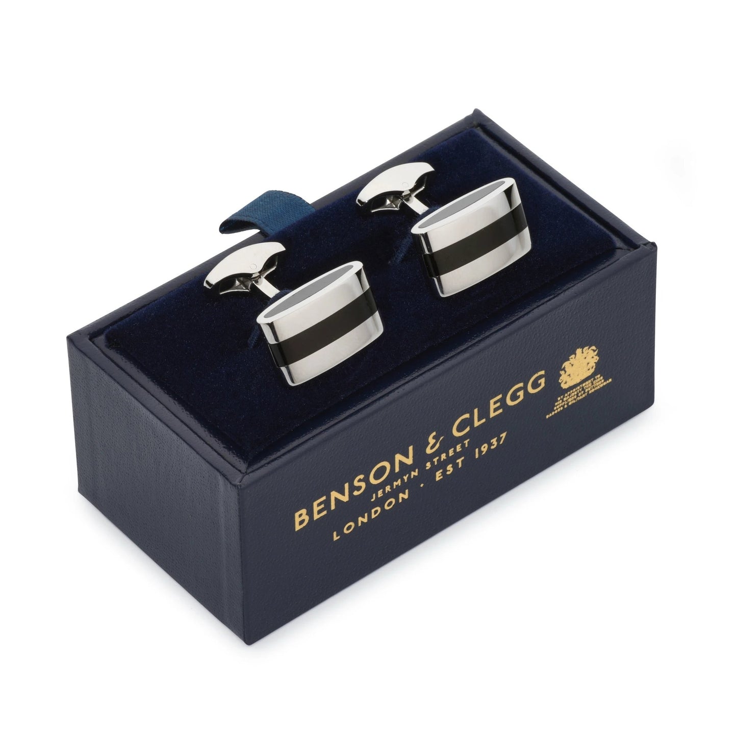 Contemporary Onyx Cufflinks by Benson & Clegg