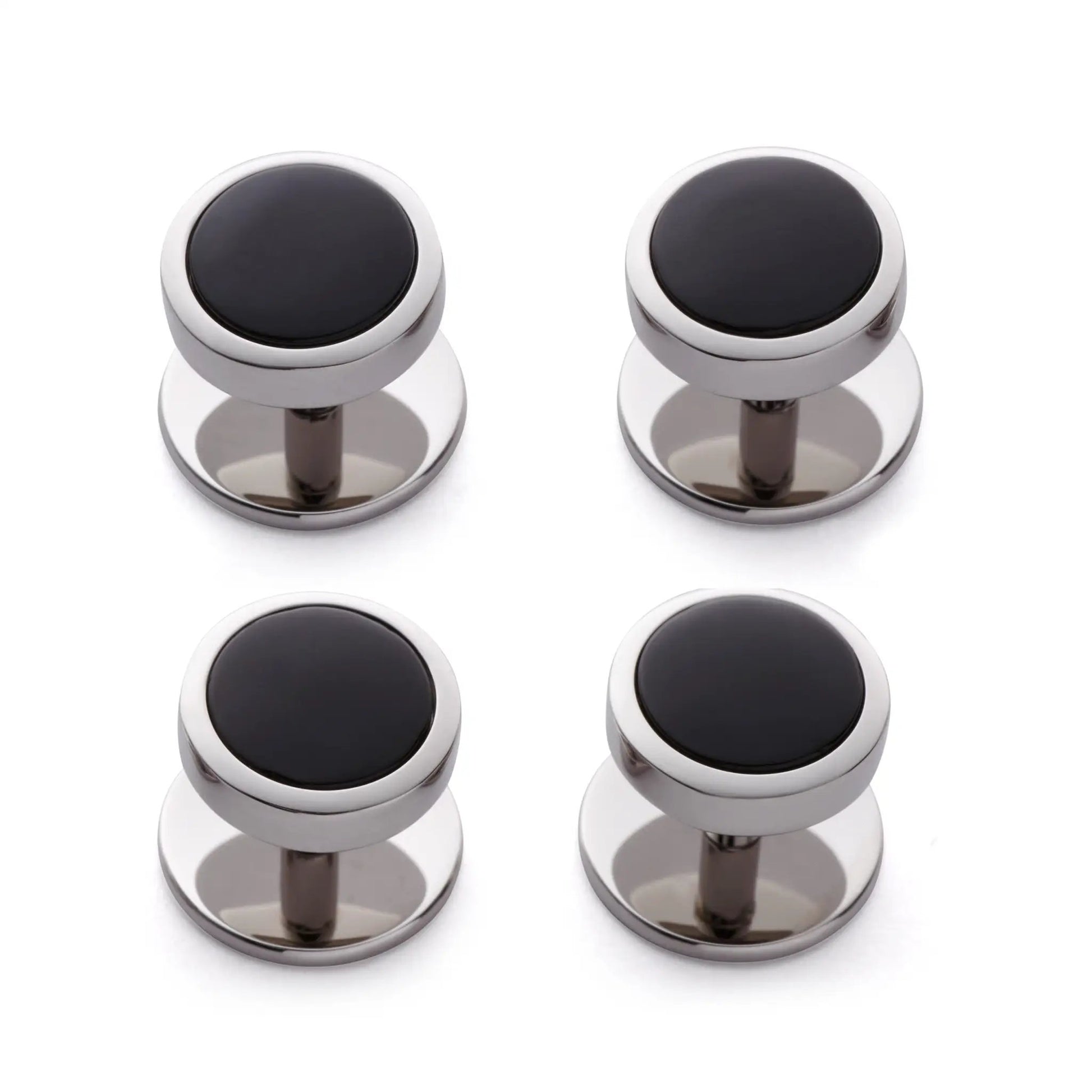 Onyx Dress Studs In Silver by Benson & Clegg