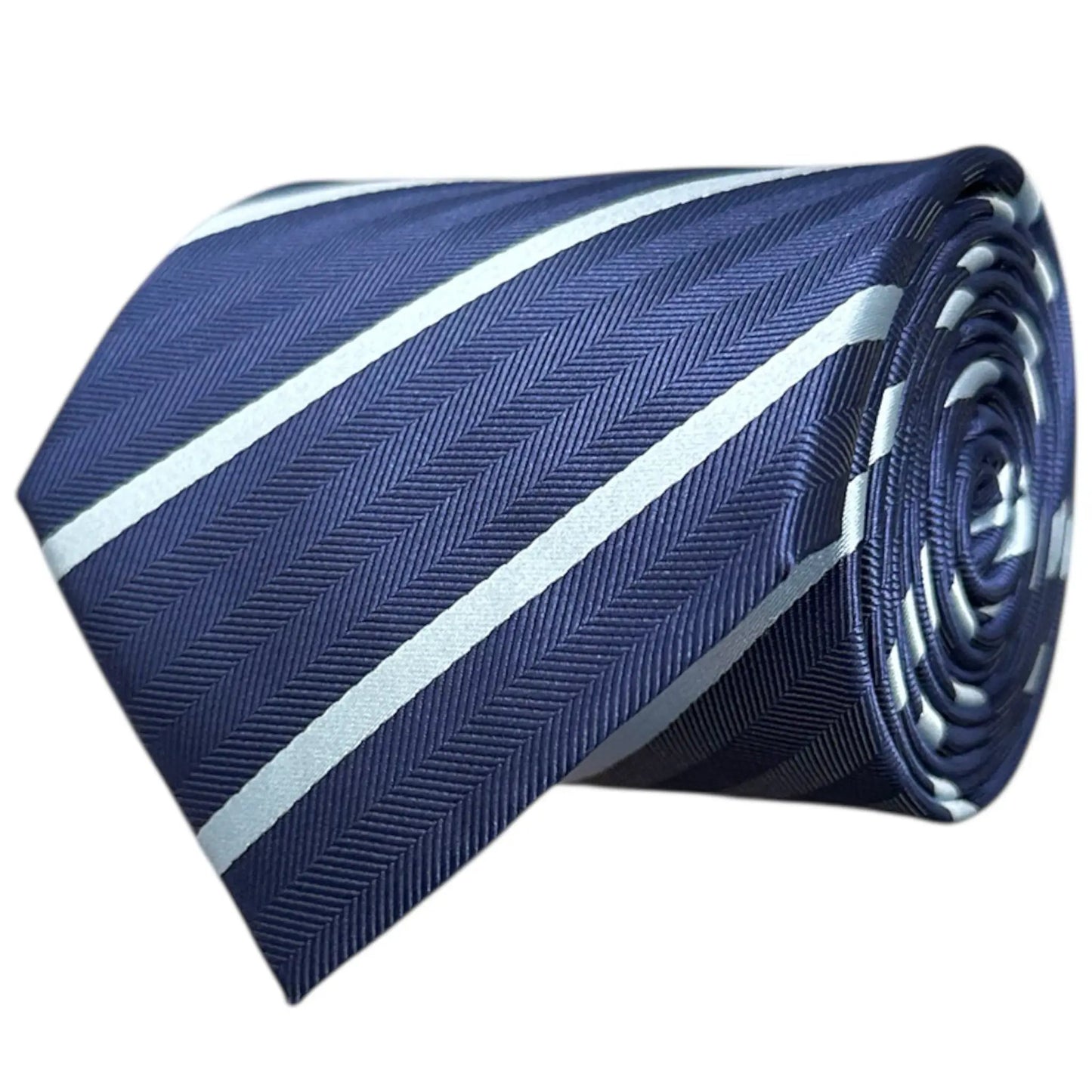 Navy Blue & Light Blue Stripe Tie - Hawksmoor Edit by OFL Ties