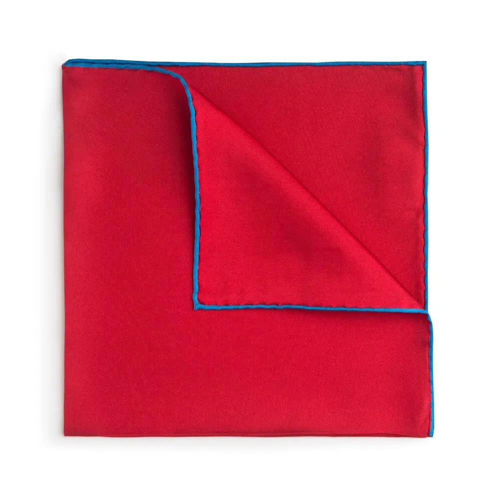 Red With Blue Shoe String Silk Pocket Square by Benson & Clegg