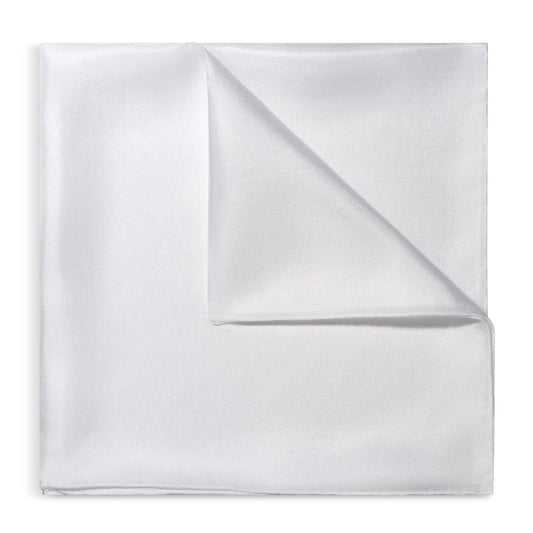 Plain White Silk Pocket Square by Benson & Clegg