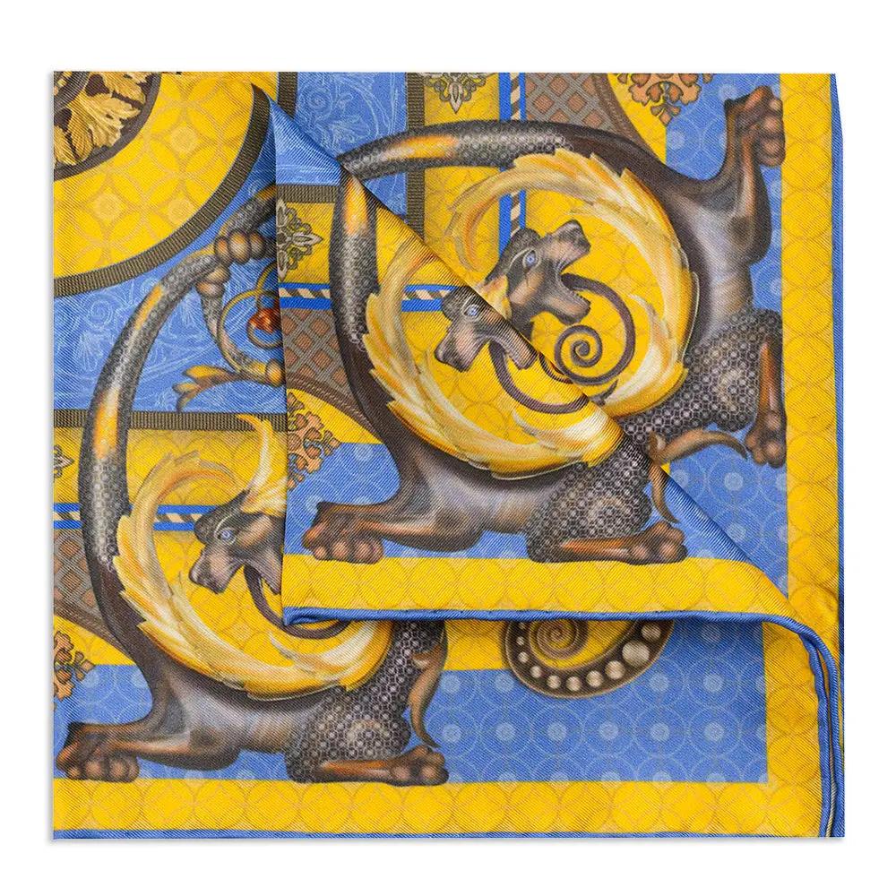 Burlington House Academy Gate Gold Pocket Square by Benson & Clegg