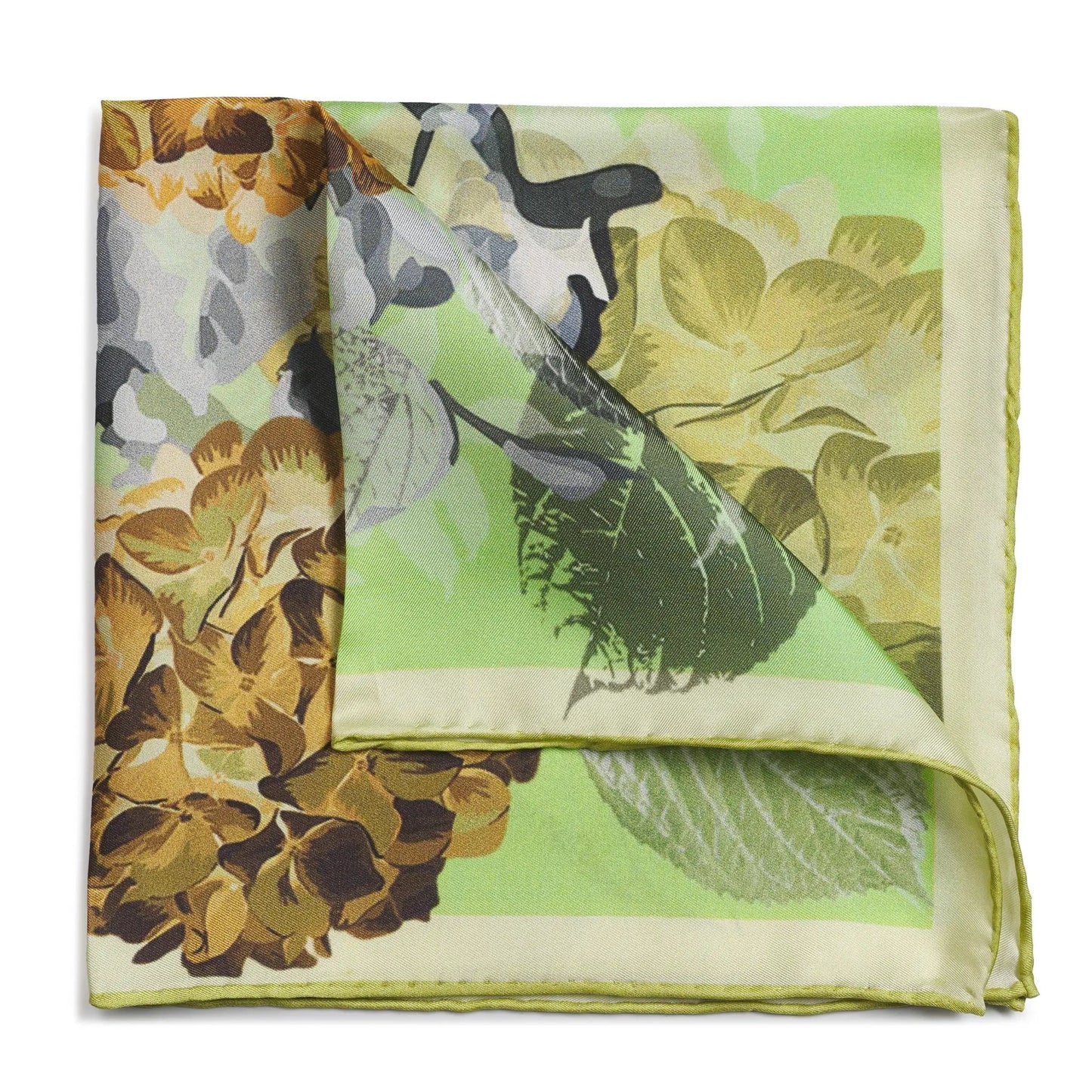 Hydrangea Golden Pocket Square by Benson & Clegg