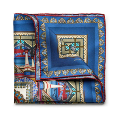 Liverpool Street Station in Blue Pocket Square by Benson & Clegg