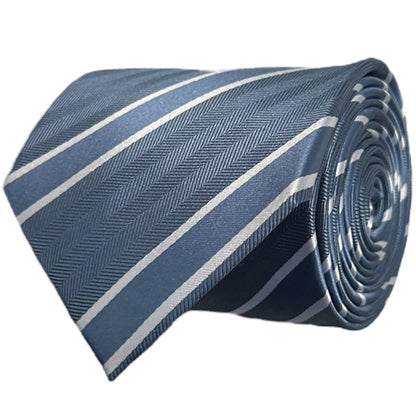 Steel Blue & White Stripe Tie - Charleston Edit by OFL Ties