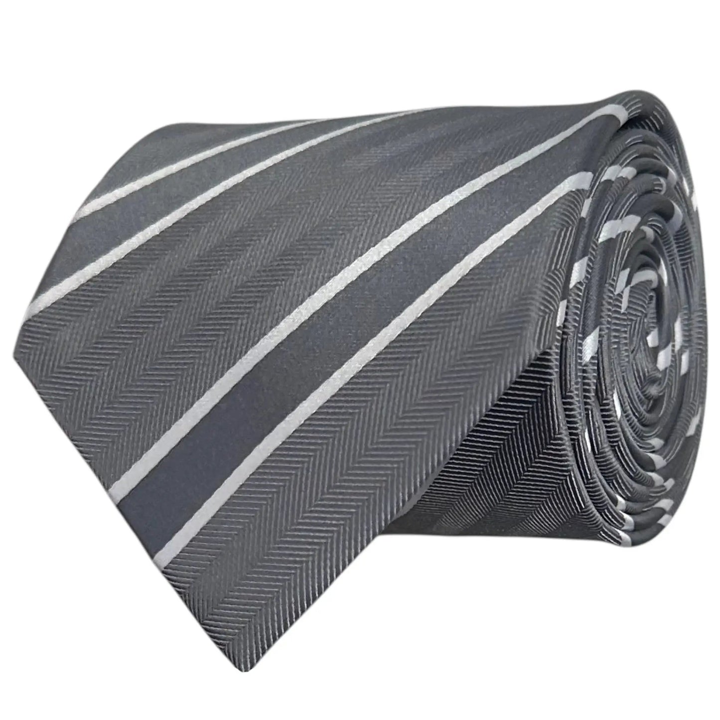 Glacier Grey & White Stripe Tie - Charleston Edit by OFL Ties