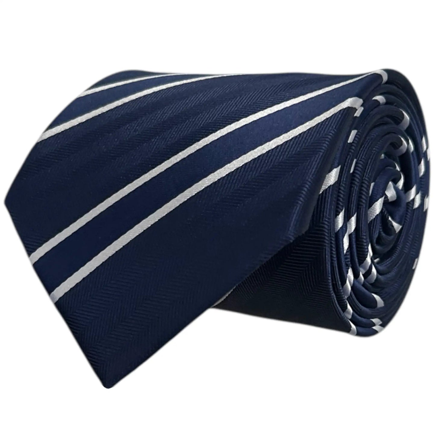 Navy Blue & White Stripe Tie - Charleston Edit by OFL Ties