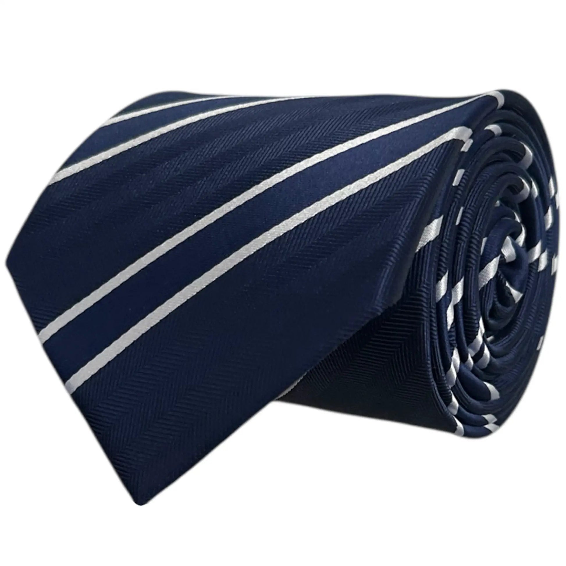 Navy Blue & White Stripe Tie - Charleston Edit by OFL Ties