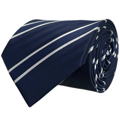 Navy Blue & White Stripe Tie - Charleston Edit by OFL Ties